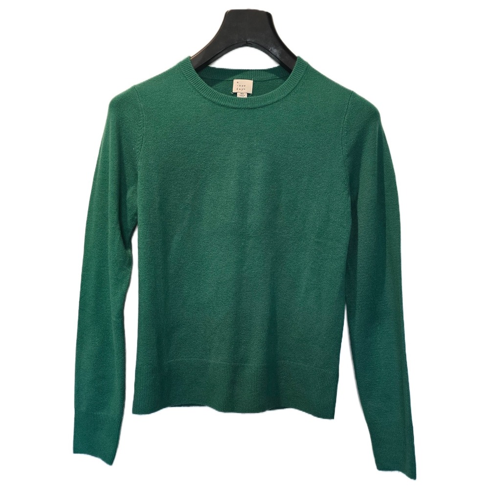 A New Day Womens Green Crewneck Long Sleeve Knit Sweater XS Emerald Soft Stretch